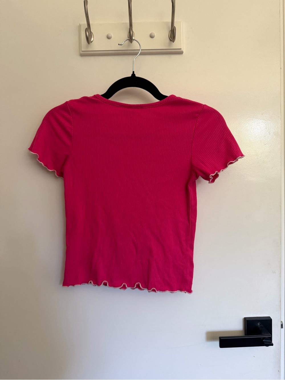 Hot Pink Ribbed Tee with Rhinestone Heart - Picture 4 of 4